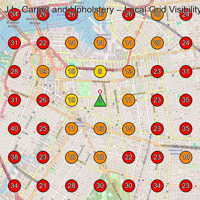 J.L. Carpet and Upholstery GeoGrid visibility map for Carpet Cleaning Service in Brooklyn